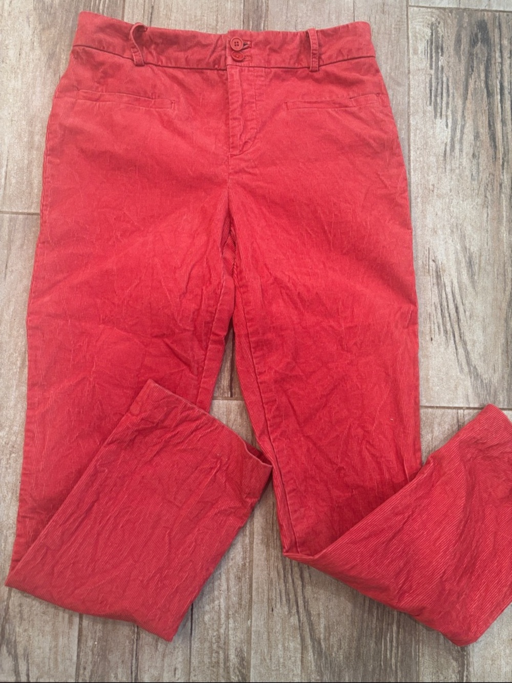 Anthropologie Red Corduroy Straight-Leg Pants
